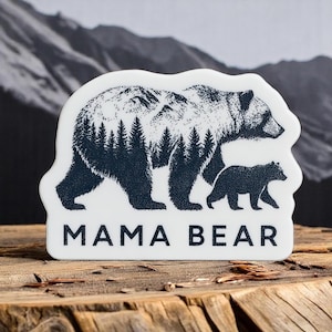 Pegatina de Mamá Osa / Calcomanía de Mamá Bonita para Laptop, Botella de Agua y Auto, Regalo de Amor Familiar, Vinilo Impermeable, Accesorio para la Vida de Mamá Osa