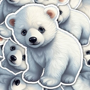 Whimsical Polar Bear Sticker for Laptops, Water Bottles, and Journals, Perfect for Crafts
