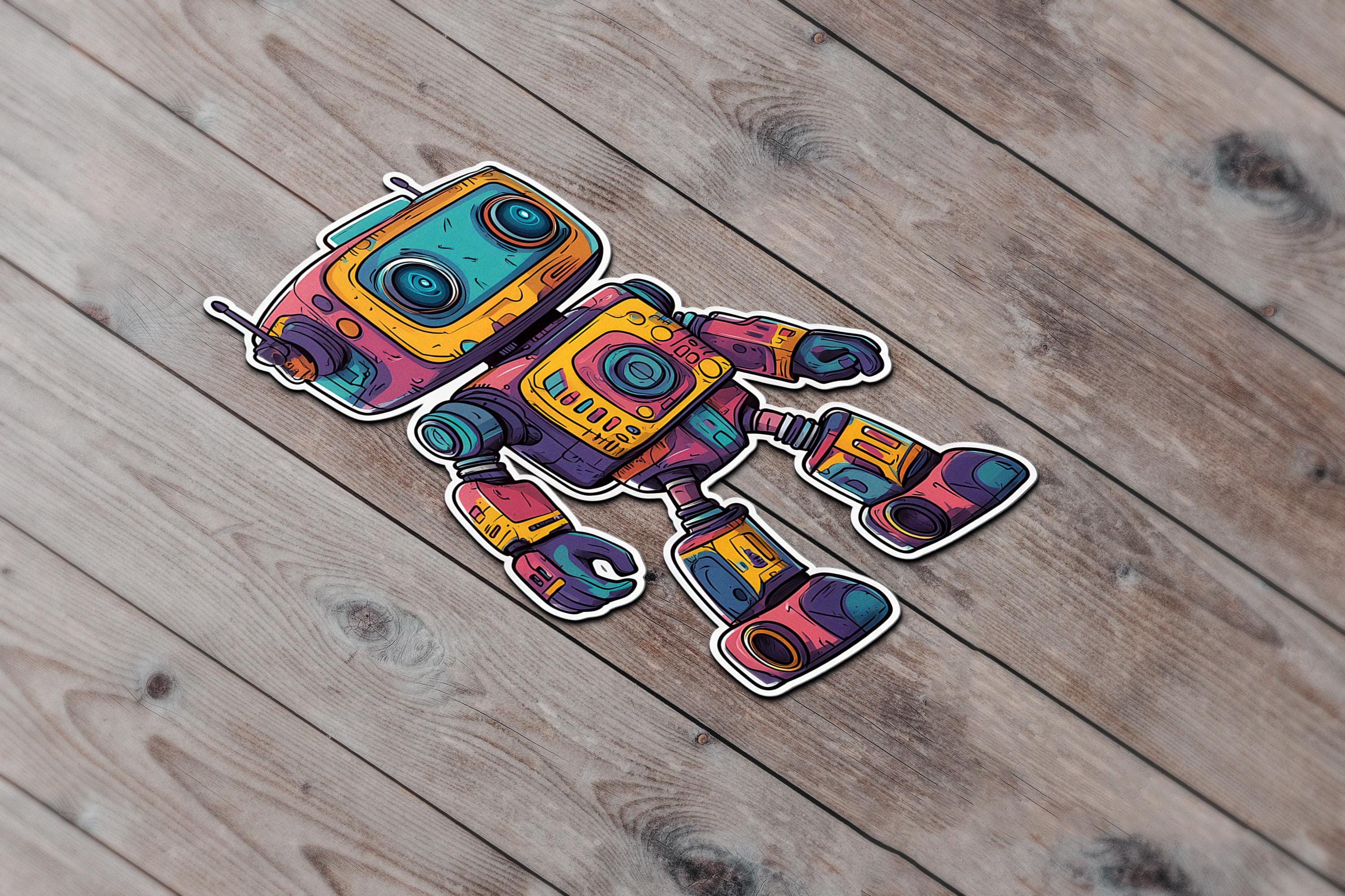 Colorful Robot Sticker: Waterproof Vinyl Decal - Etsy