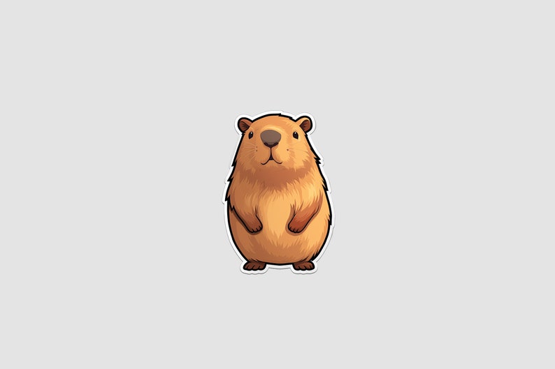 Pode incluir: Uma ilustra&ccedil;&atilde;o de desenho animado de uma marmota marrom em p&eacute; sobre um fundo branco.