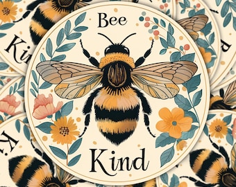 Bee Kind Vinyl Sticker: Waterproof Laptop Decal