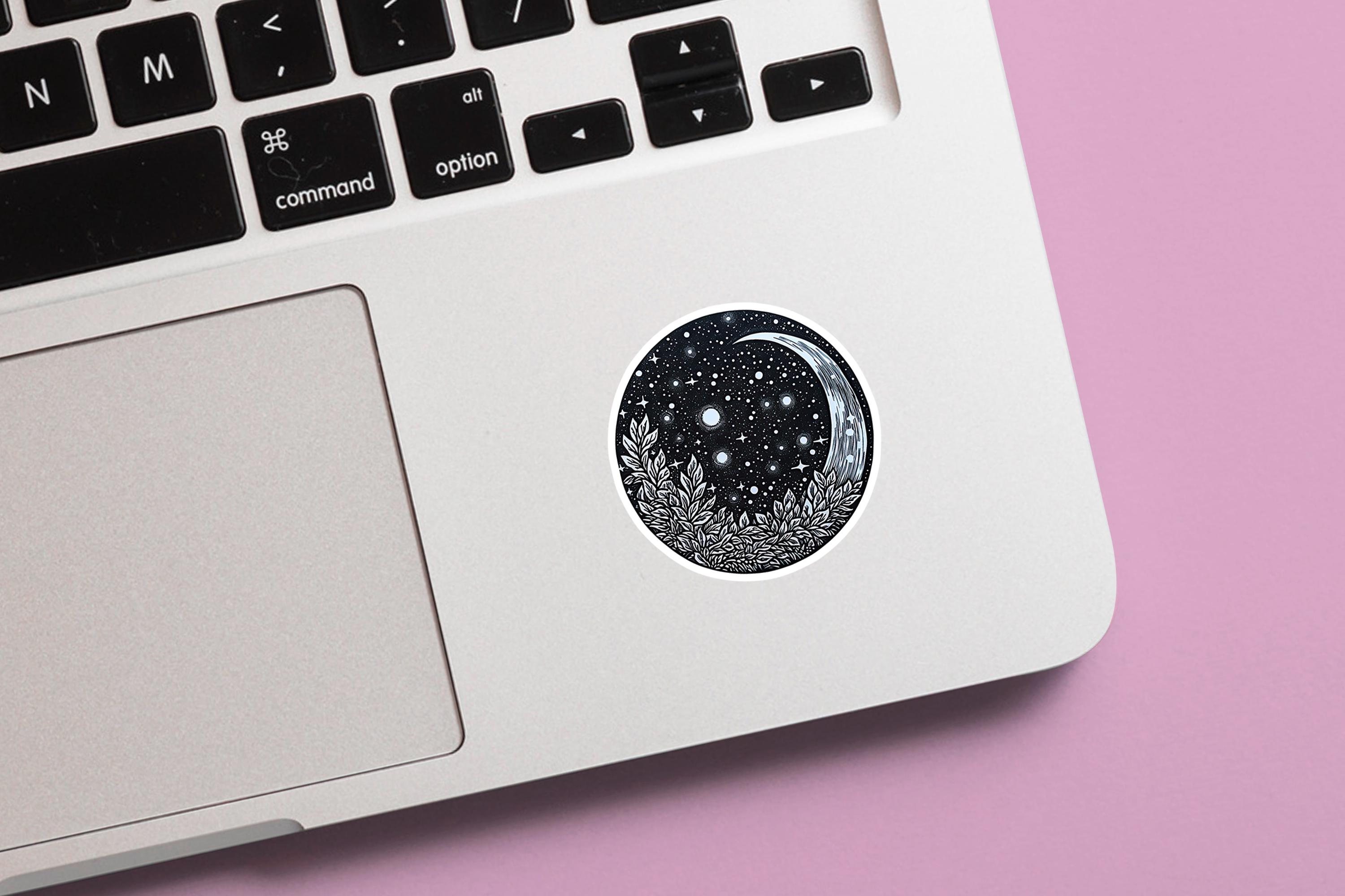 Crescent Moon & Stars Vinyl Sticker: Celestial Laptop Decal - Etsy