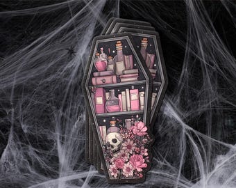 Gothic Sarg Aufkleber: Gruseliger Halloween Aufkleber, Laptop Aufkleber