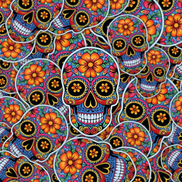 Sugar Skull Sticker, Day of the Dead, Mexican Day of the Dead stickers, Halloween