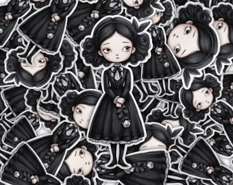 Victorian Doll Sticker: Vintage-Style Scrapbook Decal