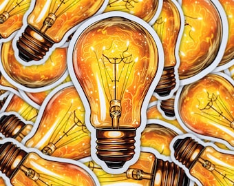 Adesivo da lâmpada de Edison, presente científico (7,6 cm x 7,6 cm)