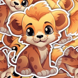 Adesivo de filhote de leão, leão bebê, adesivo de animal safari, decoração de quarto de berçário