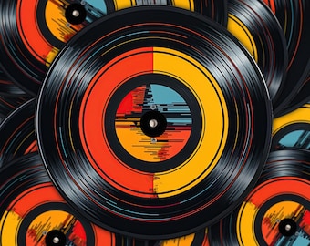 Klimat vintage: naklejka na płytę winylową w stylu retro dla miłośników muzyki