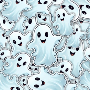 Pegatina de fantasma para portátil, botella de agua, álbum de recortes, bonita calcomanía de vinilo, decoración de Halloween, pegatina resistente al agua para niños y adultos.