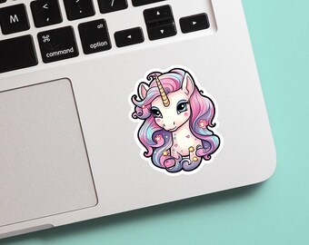 Pink Unicorn Sticker: Waterproof Vinyl Decal
