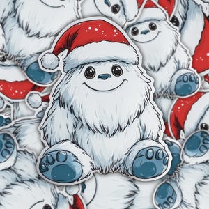 Adesivo de vinil do Papai Noel Yeti | Perfeito para a alegria das festas de fim de ano! Adesivo excêntrico do Papai Noel Yeti | Adesivo divertido do País das Maravilhas do Inverno!