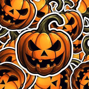 Jack O' Lantern Sticker: Spooky Pumpkin Face Decal, Halloween Vinyl