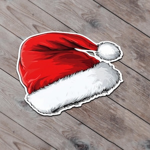 ADESIVO DE CHAPÉU DE PAPAI NOEL, Adesivo de chapéu, Adesivo de Natal, Chapéu de Papai Noel, Adesivo de chapéu, Adesivo, Chapéu de Papai Noel fofo Garrafa de água para o feriado, Adesivo para laptop