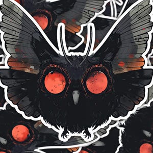 Mothman Vinyl Sticker | Cryptid Creature Decal | Mythical Mothman Art | Gothic Laptop Sticker | Paranormal Gift | Unique Cryptozoology