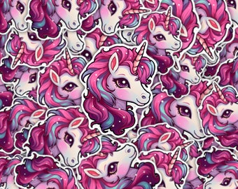 Pink Unicorn Sticker: Waterproof Vinyl Decal