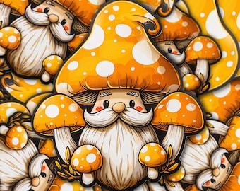 Mushroom Gnome Sticker, Orange Vinyl Decal, Waterproof