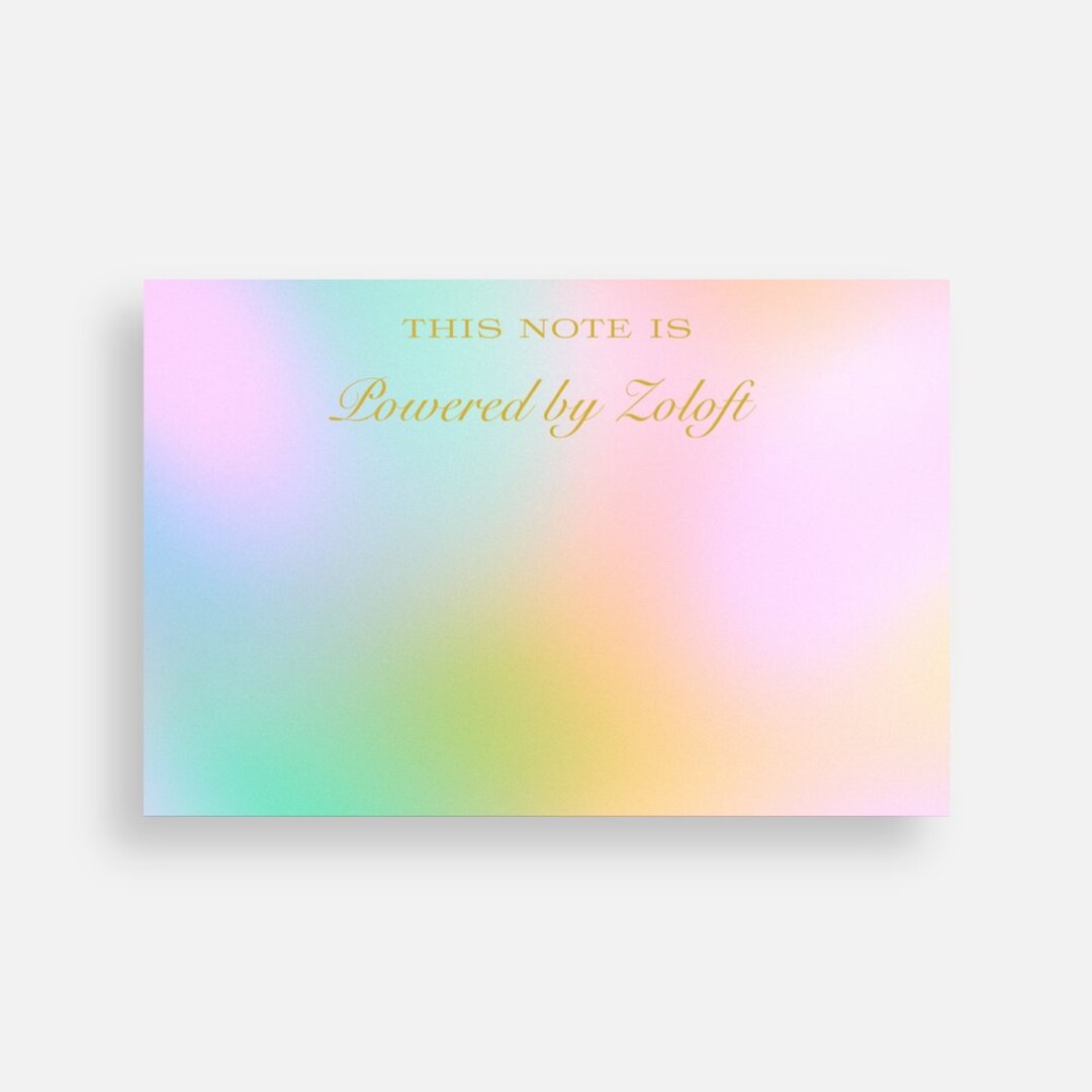 Rainbow Gold Foil Note Cards | Powered by Zoloft | Cute Funny Anti ...