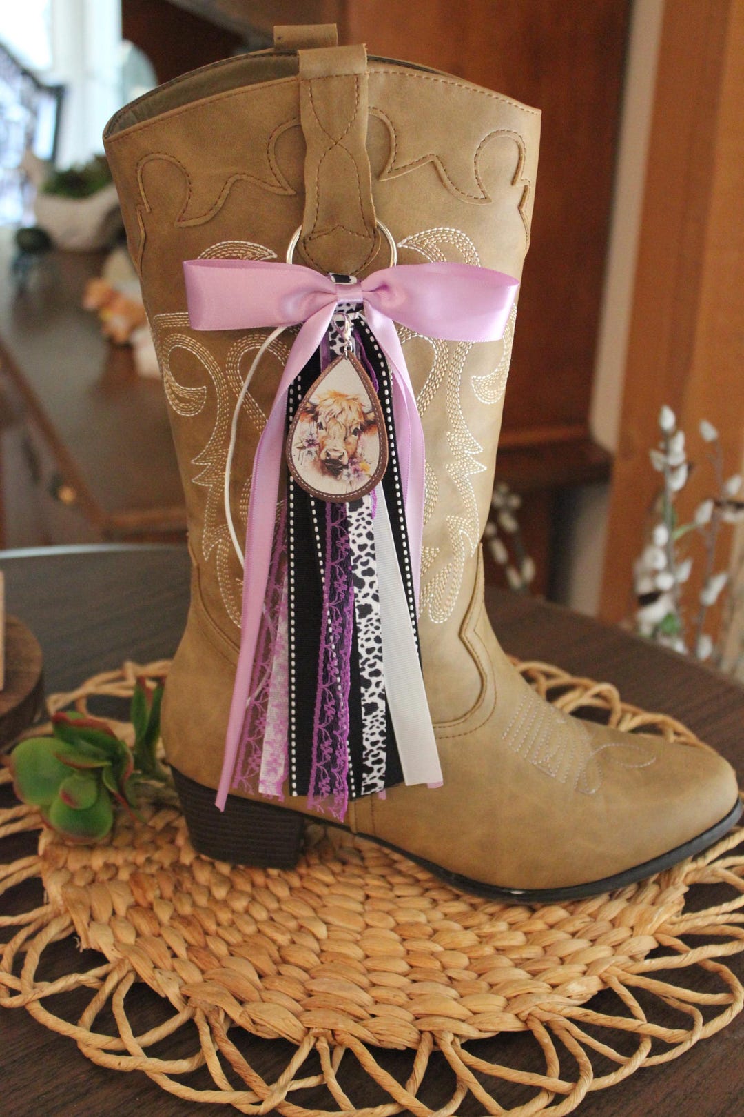 Boot Bows Display Cowgirl Boot Bows | Purple | Highland Cow (pair) - Etsy