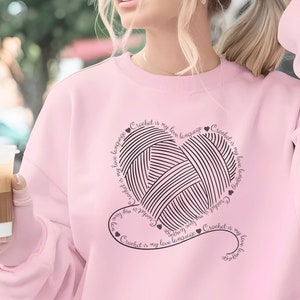 Crochet Heart Sweatshirt: &quot;Crocheting is My Love Language&quot; Design