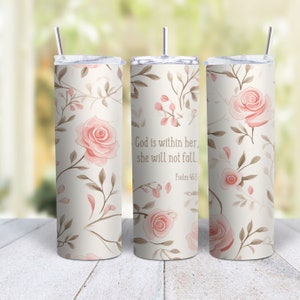 Christian Bible Verse Tumbler Wrap: Floral Affirmation Design (Digital Download)
