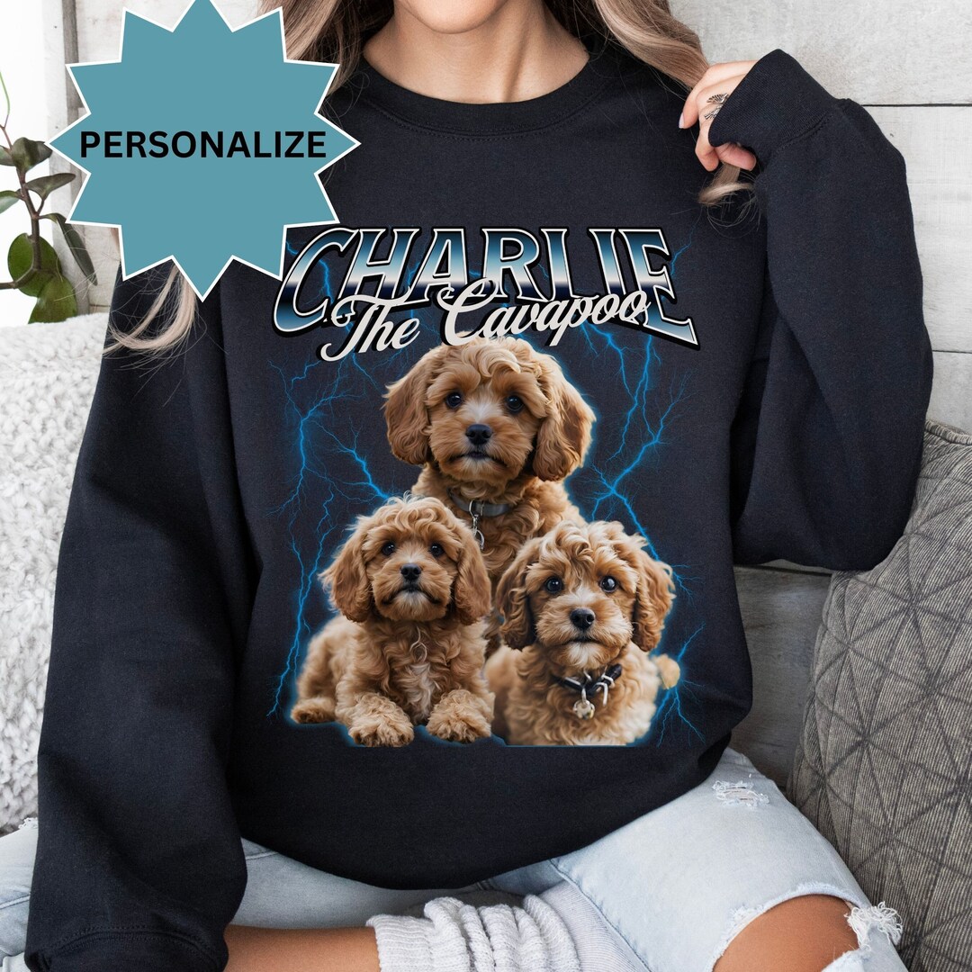 Cavapoo Personalized Bootleg Shirt for Dog Mom, Custom Dog Shirts for ...