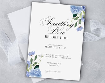 Something Blue Before I Do Bridal Shower Invitation, Something Blue, Elegant Floral Bridal Shower, Digital Download, Printable Template