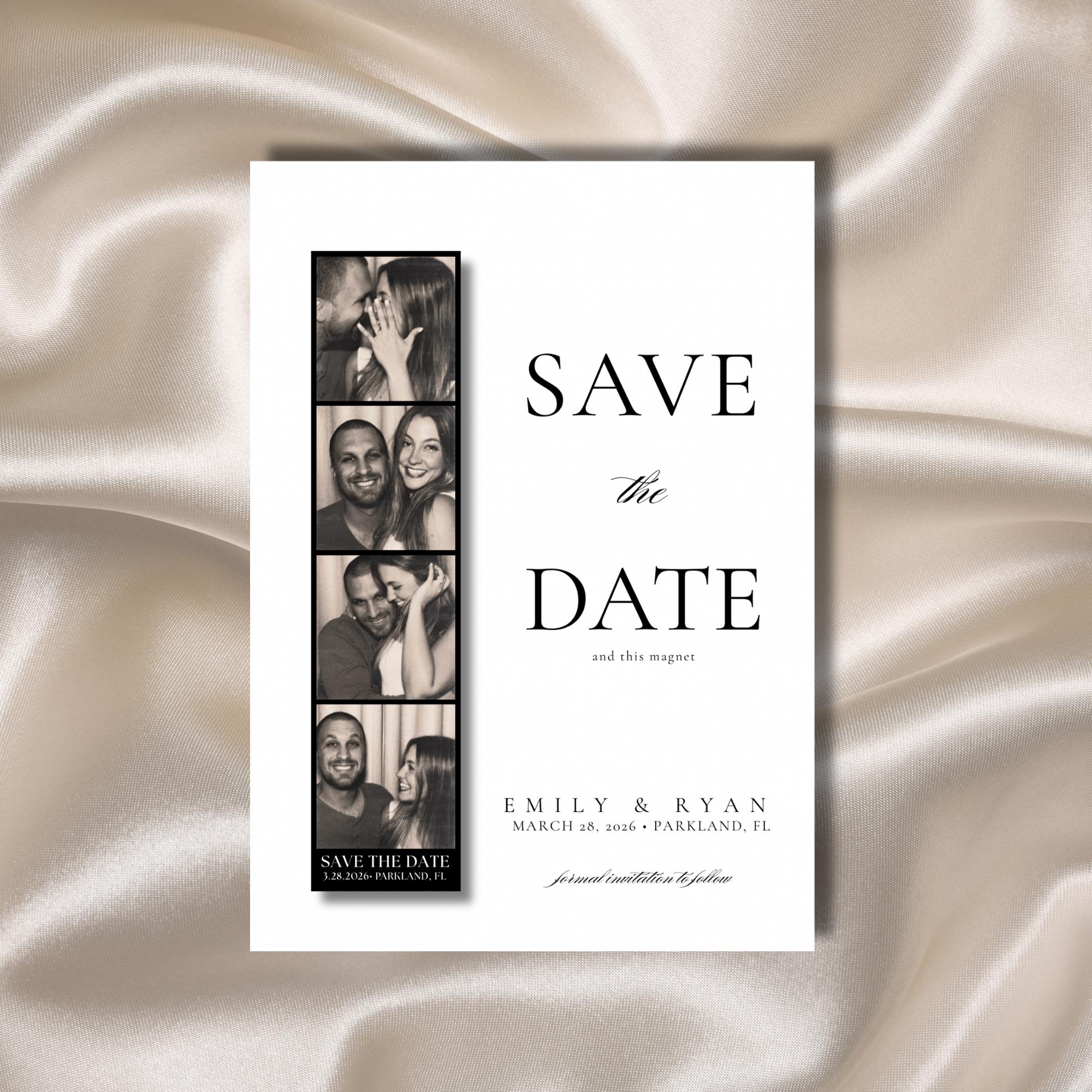 Photo Strip Save the Date Template, Vintage Photo Booth Save the Date Magnet, Photo Strip Template, Save the Date Template, Digital Download