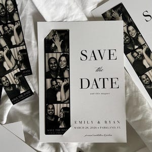Vintage Photobooth Photo Strip Save the Date Magnet: DIY Canva Template Digital Download image 2
