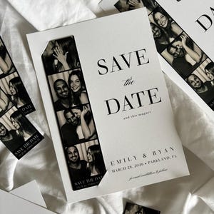Vintage Photobooth Photo Strip Save the Date Magnet: DIY Canva Template Digital Download