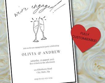 Engagement Party Invitation Personalized, Instant Download Engagement Party Invitation, We&#39;re Engaged Party Invitation, Digital Download