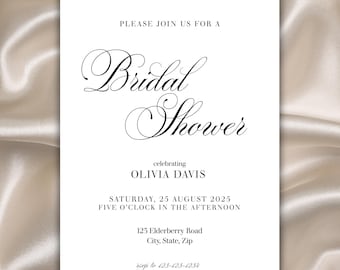 Elegant Bridal Shower Invitation: Minimalist Design (Digital Download, 5x7 inches)