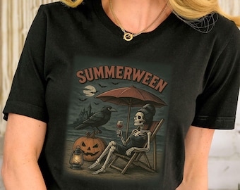 Funny Summerween Shirt, Spooky Summer Shirt, Skeleton Summer Tee, Halloween Summer Shirt, Summer Vacation Shirt, Halloween Beach Shirt