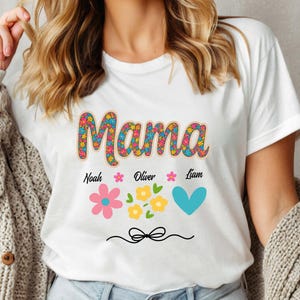 Custom Mama Shirt, Kids Name Mom Shirt, Floral Mama Shirt, Mom Gift From Kids, New Mom Tee, Mothers Day Shirt, Mom Life Shirt, Gift For Mom