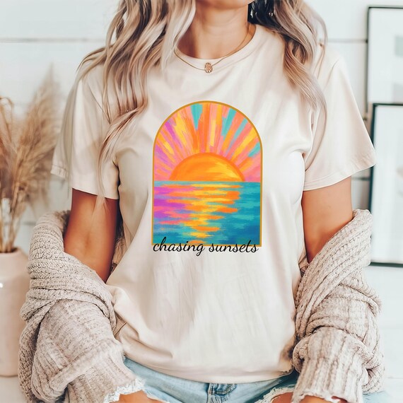 Coconut Girl Sunset Oversized Shirt, Summer Beach Tee, Chasing Sunset Shirt, Salty Mermaid core Shirt, Summer Vibes Shirt, Sunshine Tee