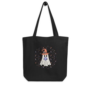 Bolsa De Tela Ecológica Fantasma de dibujos animados caprichoso con ilustración de sombrero
