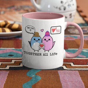 Cute Mug For Anniversary Couple Birds Together Adorable Coffee Valentine Gift For Him