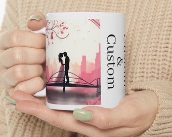 Elegant Customizable Couples Mug - Interconnected Worlds Design