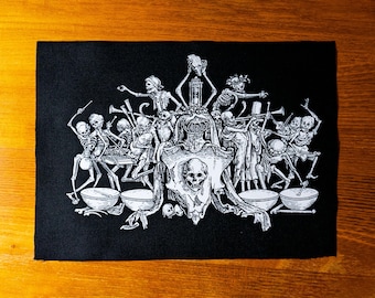 Black Metal - Dance of Death after Hans Holbein the Younger. d. J. Medieval woodcut. Screen printed patch.