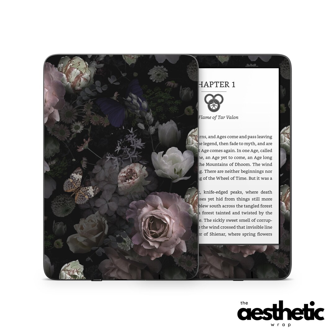Dark Floral Amazon KINDLE Decals Skin Vinyl WRAP Paperwhite, Oasis Ereader Decal V326 Etsy