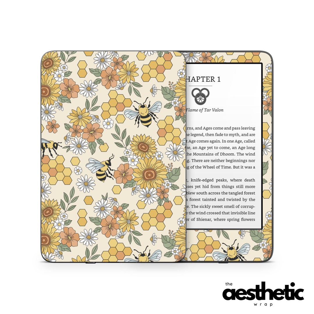 Retro Bee & Flowers Amazon KINDLE Decals Skin Vinyl WRAP Paperwhite, Oasis Ereader Decal V248 Etsy
