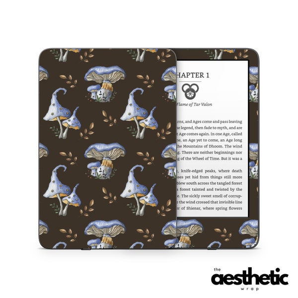 Blue Mushroom Amazon KINDLE Decals Skin Vinyl WRAP - Paperwhite, Oasis eReader Decal v343