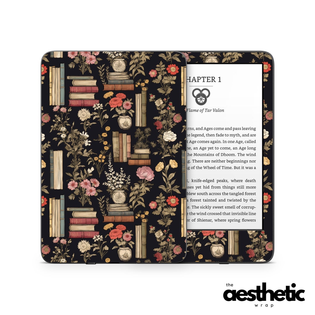 Books and Flowers Amazon KINDLE Decals Skin Vinyl WRAP Paperwhite, Oasis Ereader Decal V259 Etsy