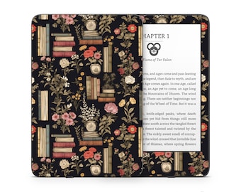 Books and Flowers Amazon KINDLE Decals Skin Vinyl WRAP - Paperwhite, Oasis eReader Decal v259