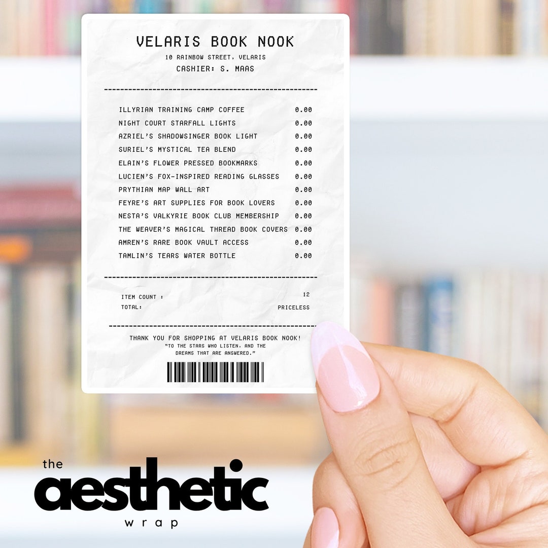 Velaris Book Nook Receipt Waterproof Sticker, Book Stickers, Gifts for ...