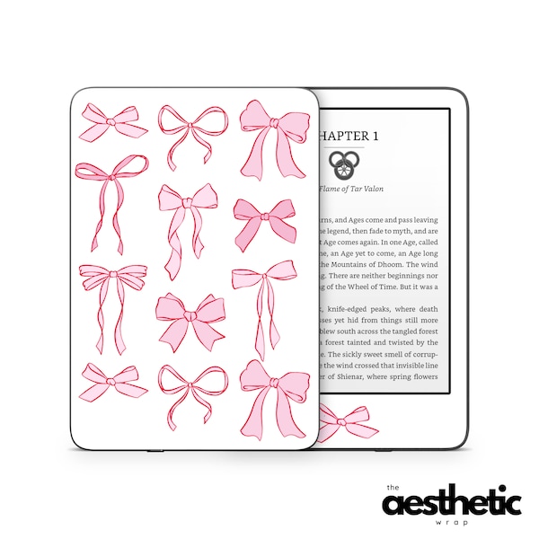 Pink Bows Coquette Amazon KINDLE Decals Skin Vinyl WRAP - Paperwhite, Oasis eReader Decal v305