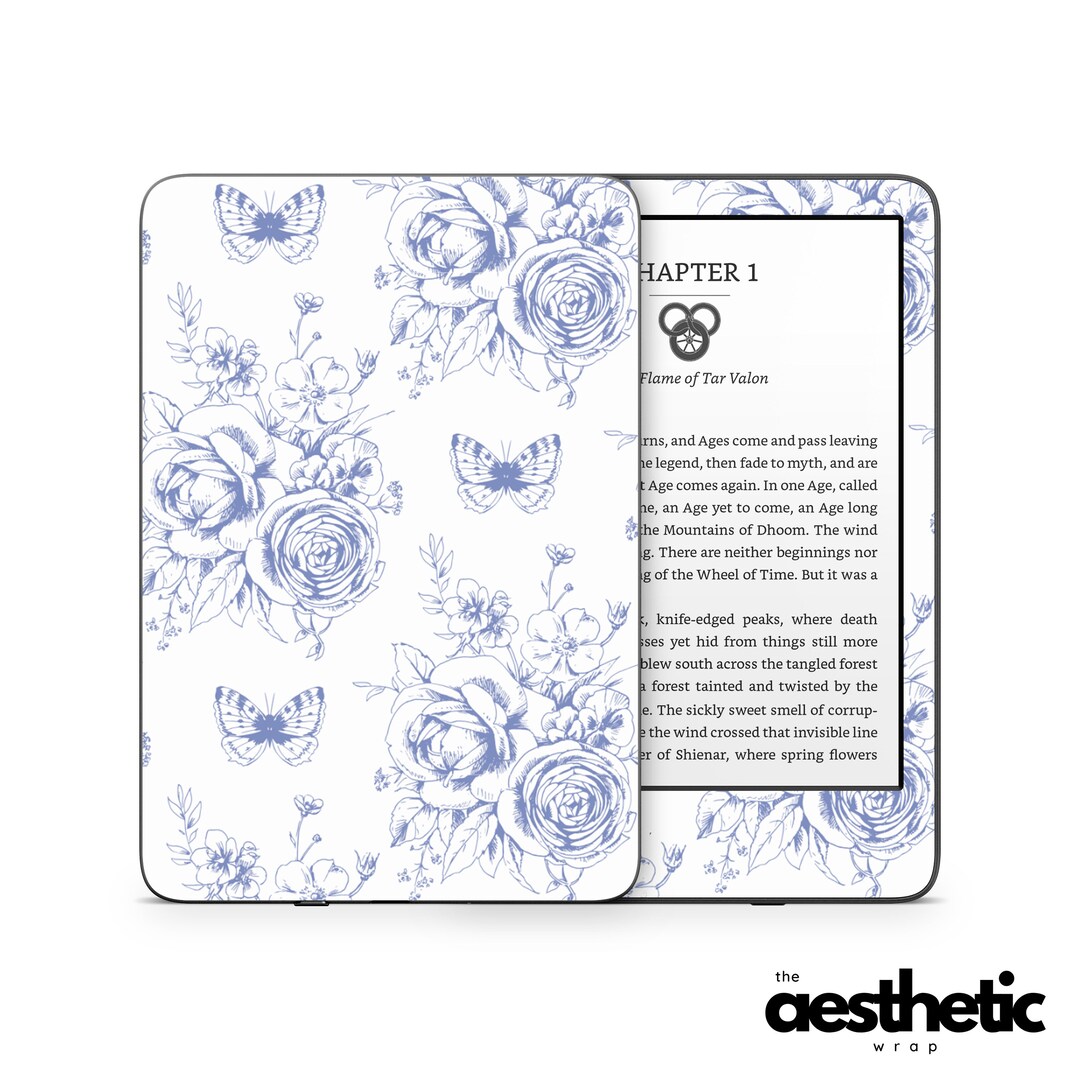 French Floral and Butterfly Amazon KINDLE Decals Skin Vinyl WRAP Paperwhite, Oasis Ereader Decal