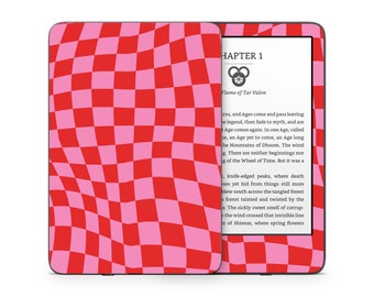 Pink & Red Wavy Check Amazon KINDLE Decals Skin Vinyl WRAP - Paperwhite, Oasis eReader Decal v402