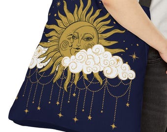 Celestial Sun, Moon and Stars Adjustable Strap Shoulder Bag