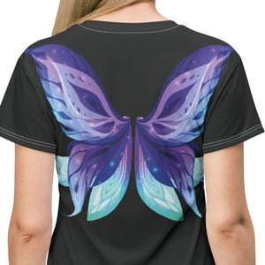 Faery Fantasy Colorful Fairy Wing T-Shirt Comfortable Leisure Dress, Fairycore Theme Nightgown Style, Womens and Juniors Leisure Clothing