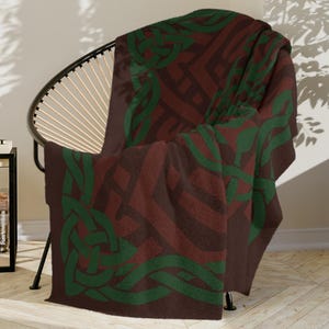 Celtic Knotwork Tree of Life Home Collection katoenfluweel microvezeldeken smaragd en granaat kerstkleuren, Keltisch knoopwerk, drie maten